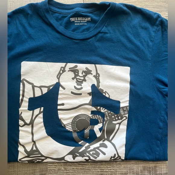 True Religion Tops - True Religion Blue Graphic T-Shirt, Women’s Sz M